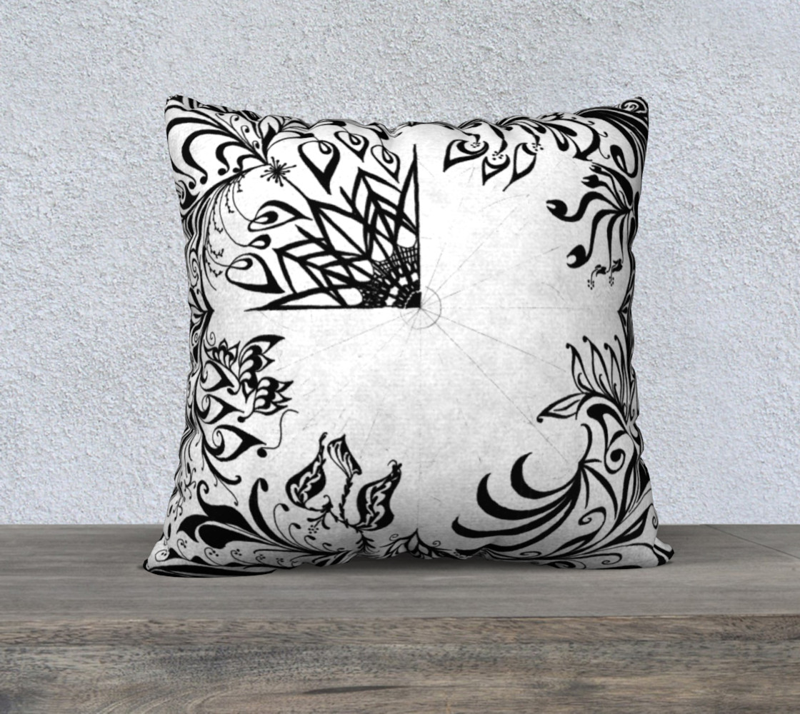 Black and white swirls pillow Miniature #2