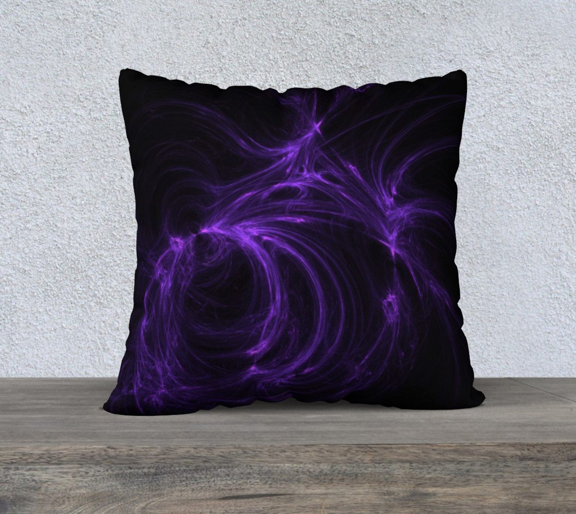 Purple Fractal on Black Pillow Case 22 x 22 preview #1