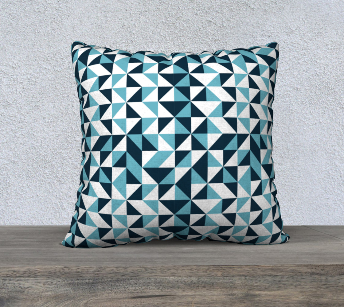 Blue Triangles 22x22 Pillow Case preview #1