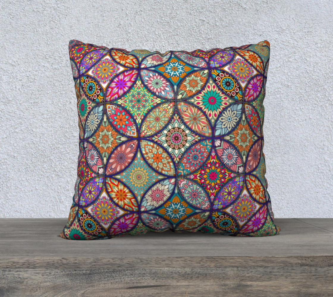 Vibrant Mandalas 22" x 22" Decorative Pillow Case preview #1