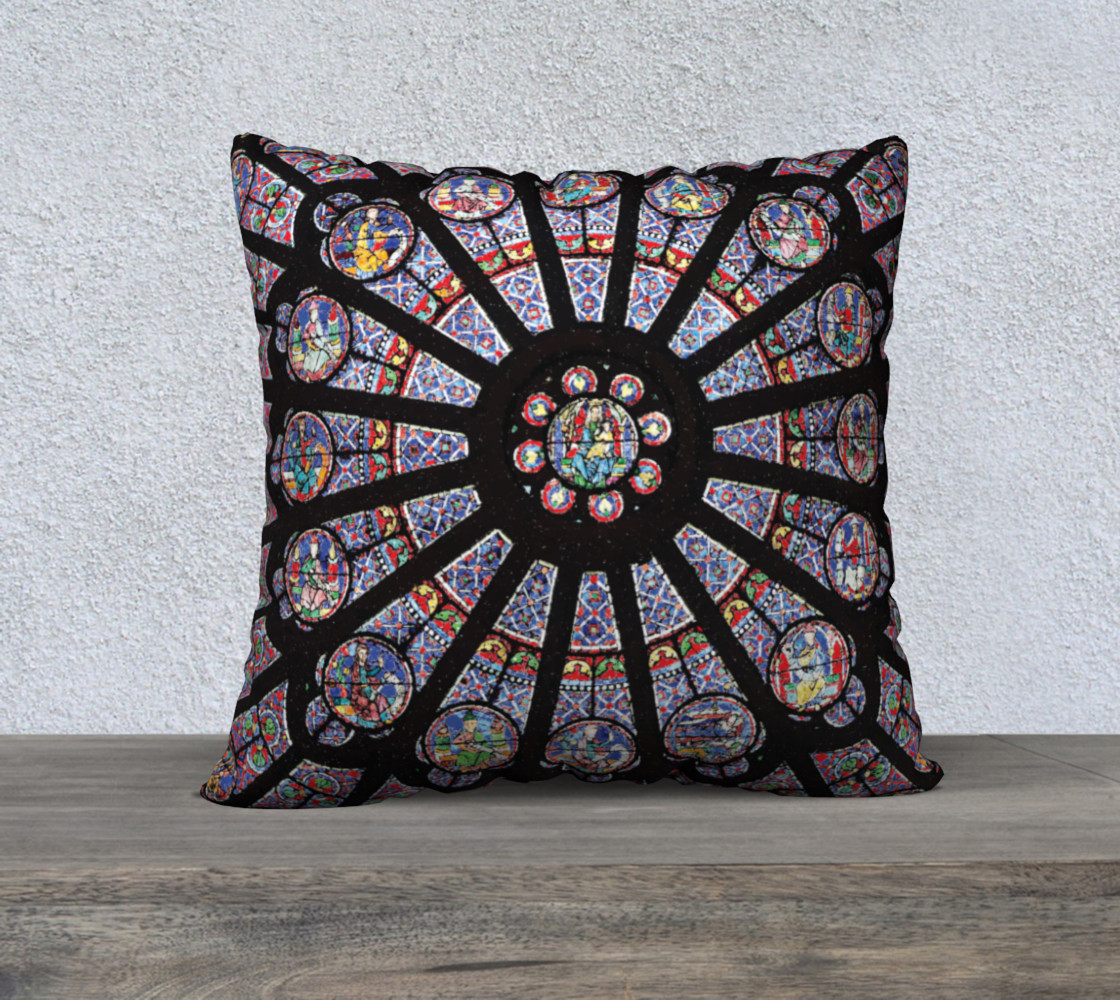 Rose South Window, Notre Dame Paris 22" x 22" Decorative Pillow Case preview #1