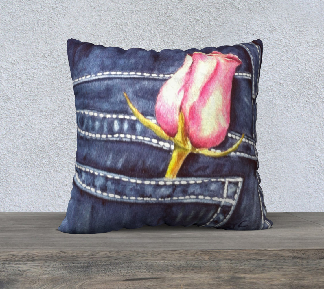 Single Pink Rose Pillow Case preview #1