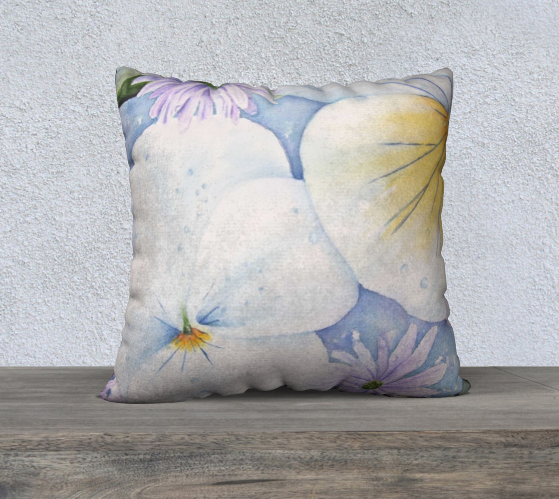 White Pansies Pillow Case preview #1