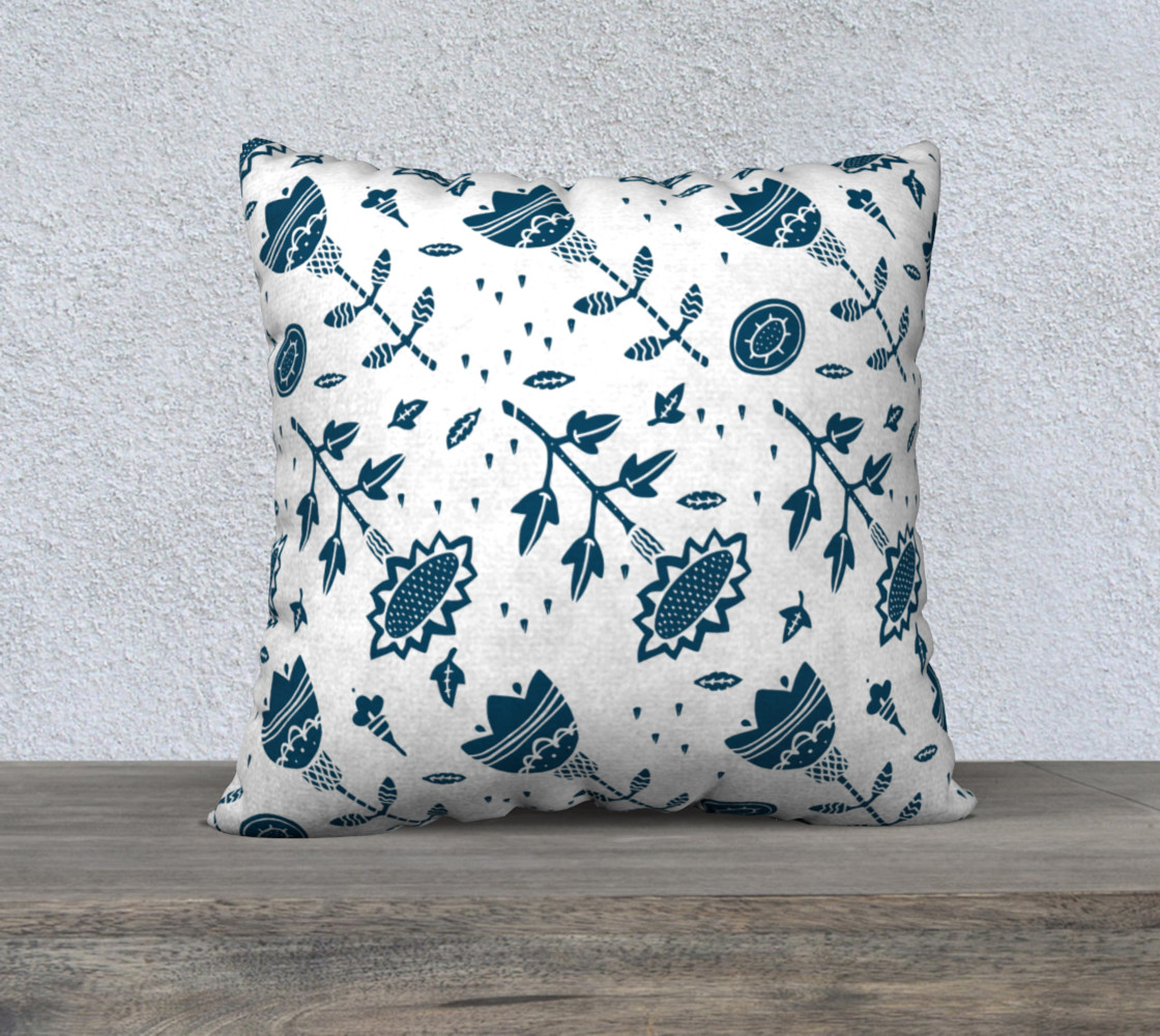 Blue fsunlowers in Naive Linocut style preview #1