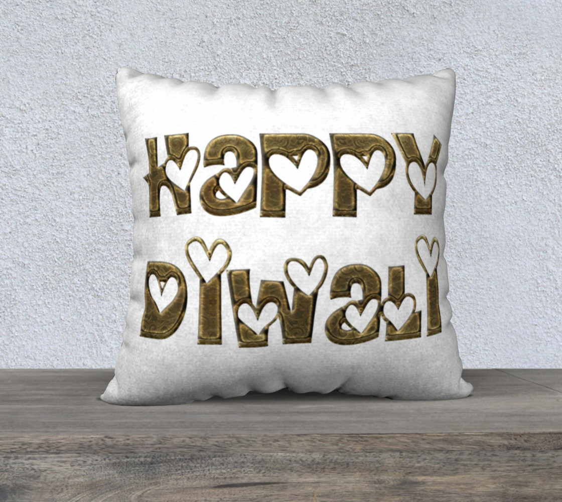Festival of Lights Happy Diwali Greeting Typography Pillow preview #1