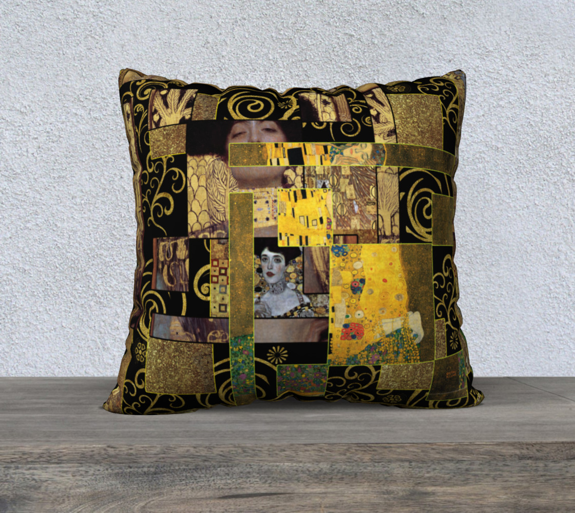 Black Gold Klimt Pillow thumbnail #2