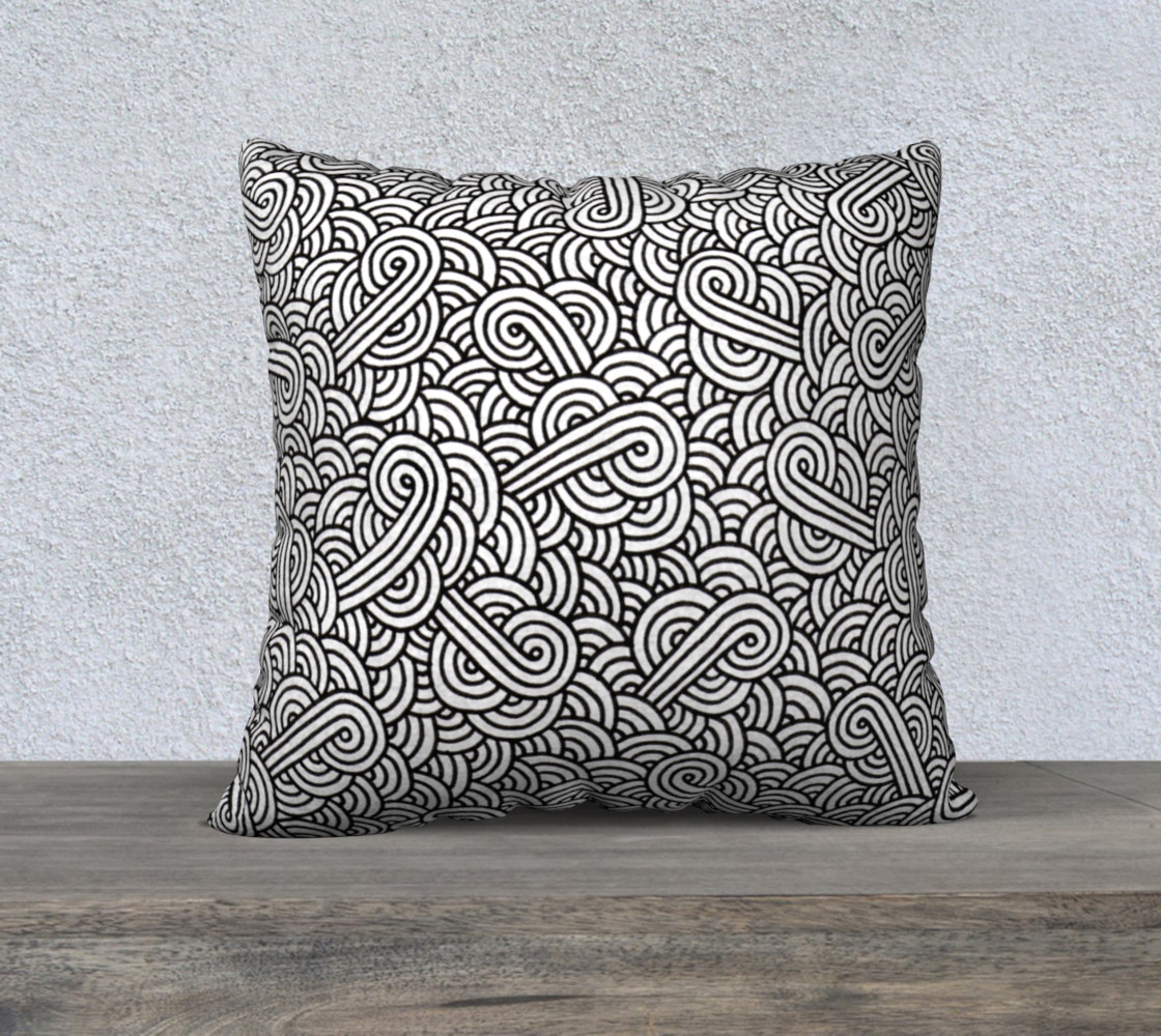 Black and white swirls doodles 22 x 22 Pillow Case preview #1