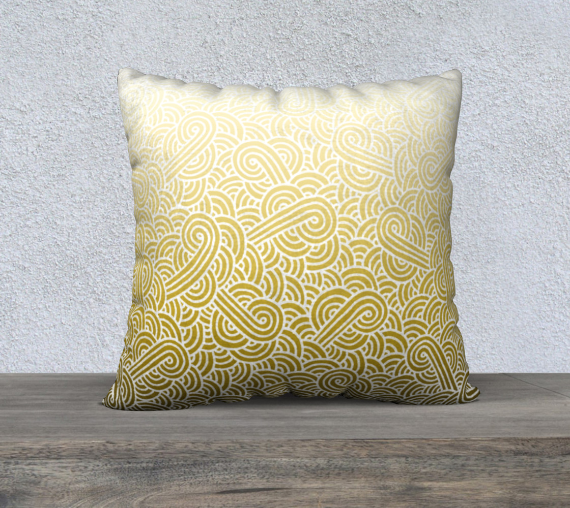 Ombre yellow and white swirls doodles 22 x 22 Pillow Case preview #1
