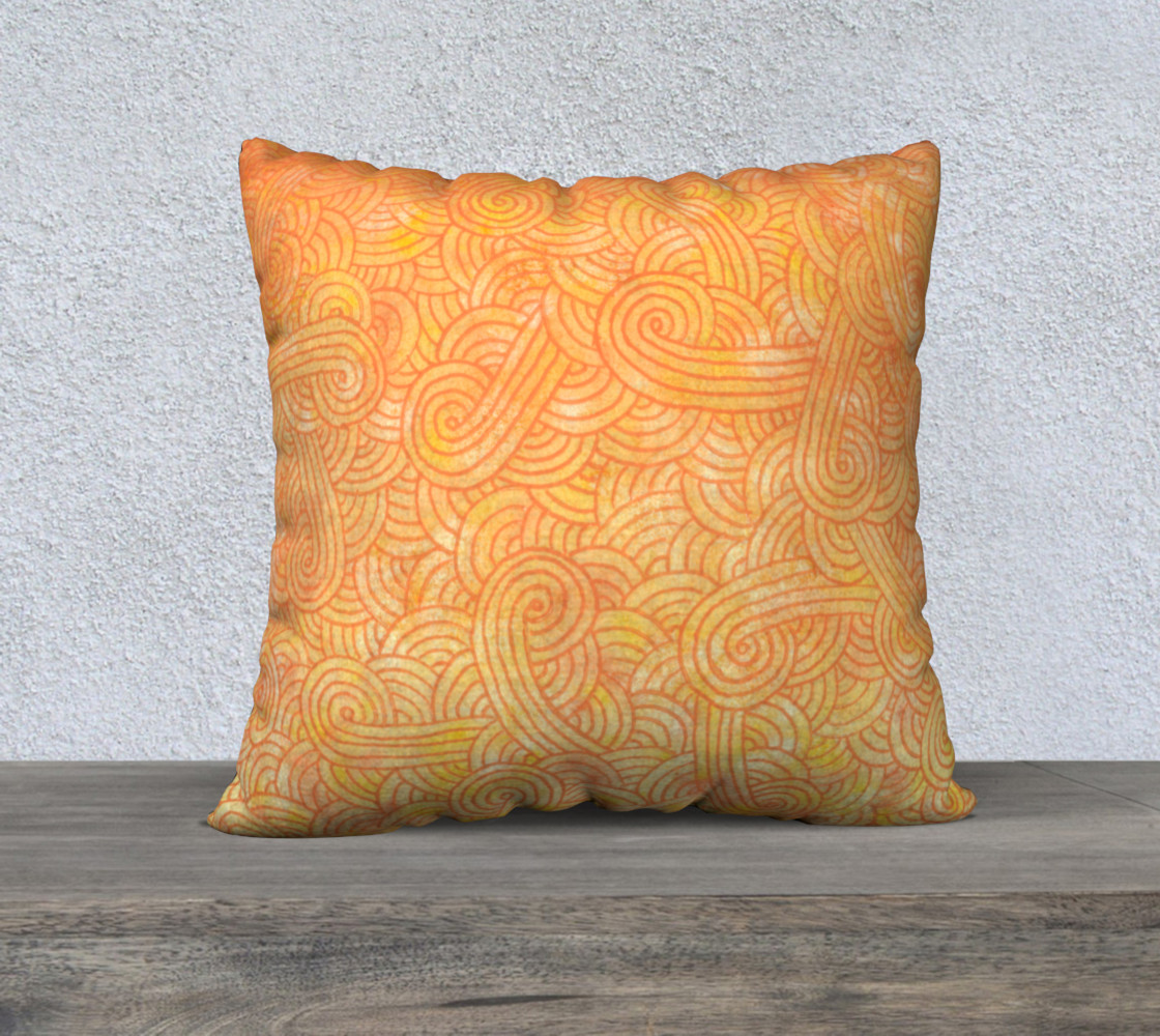 Yellow and orange swirls doodles 22 x 22 Pillow Case preview #1