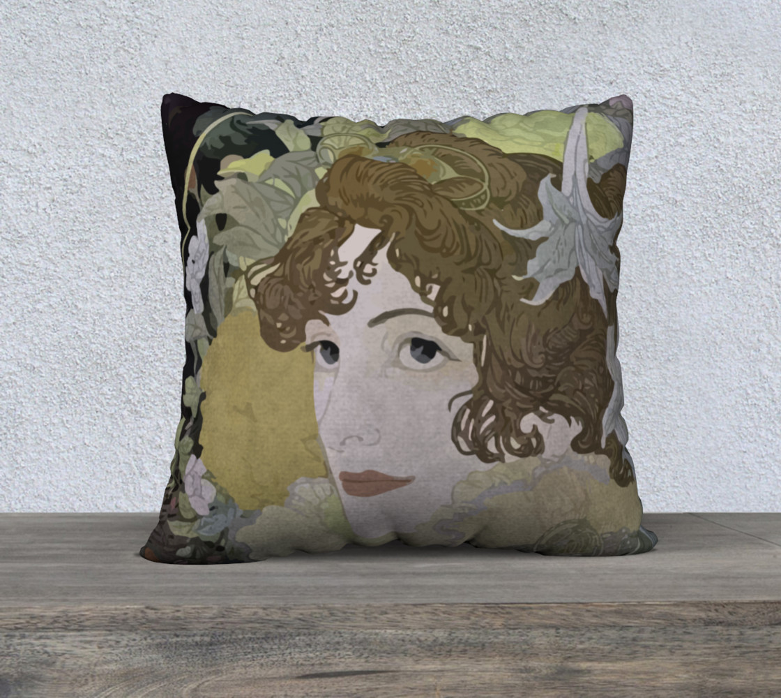 Art Nouveau lady Pillow Case 3D preview