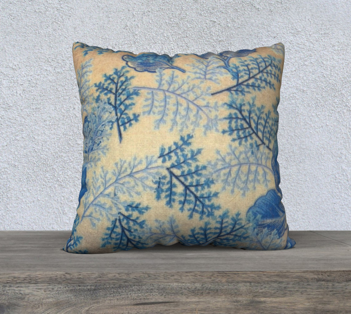 1950s Blue Ferns 22 x 22 Pillow Case preview #1