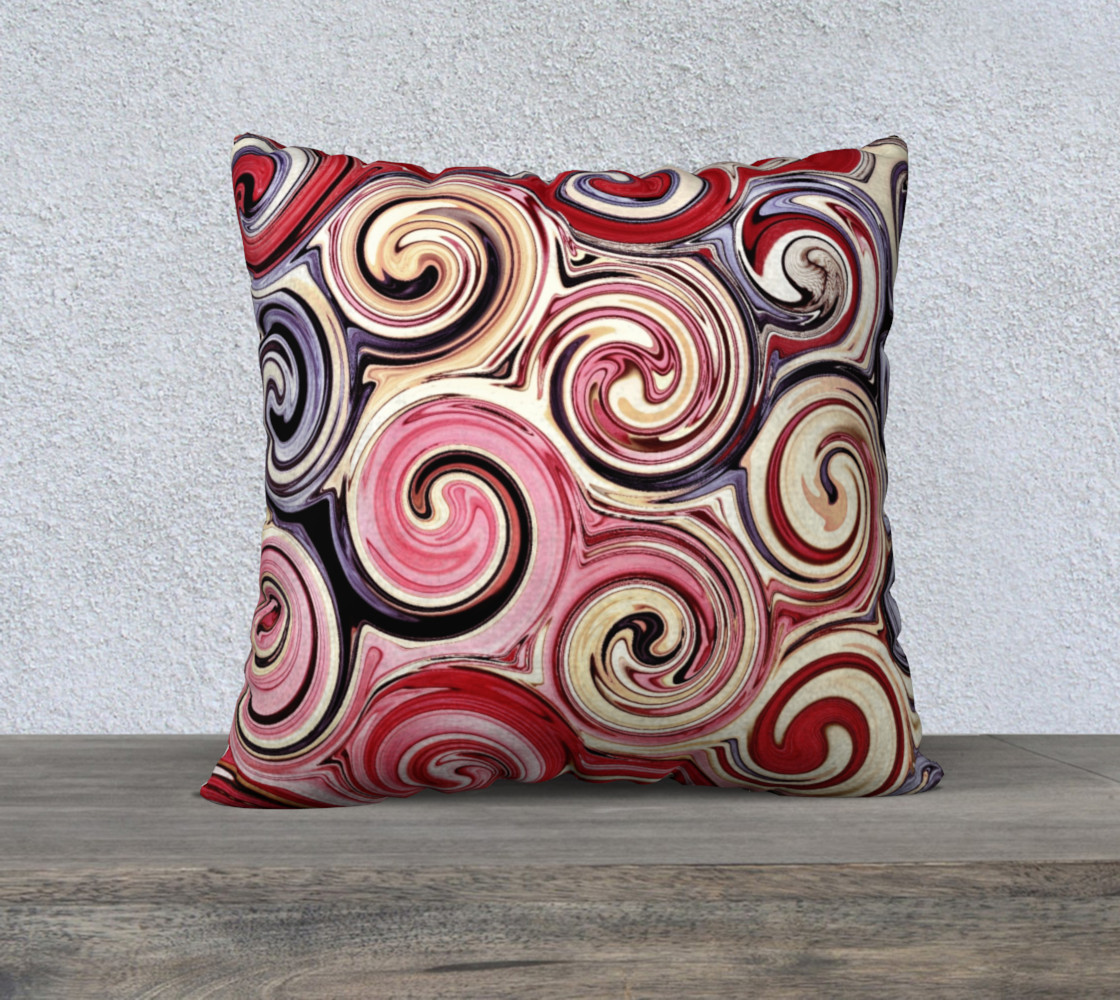 Swirl Me Pretty Pink Red Blue Throw Pillow Cover 3D preview