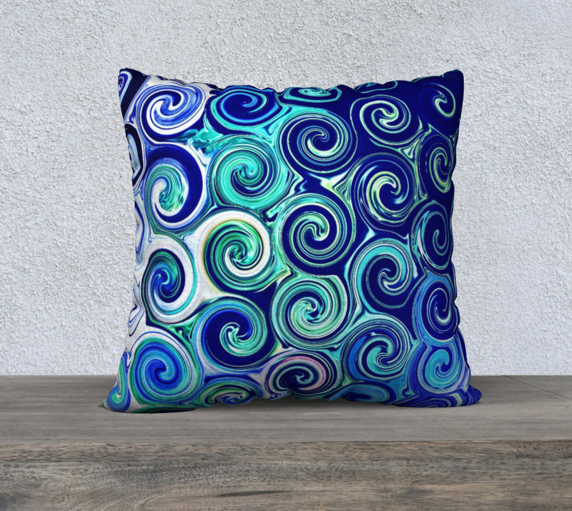 Blue Swirls Accent Throw Pillow Cover thumbnail #2