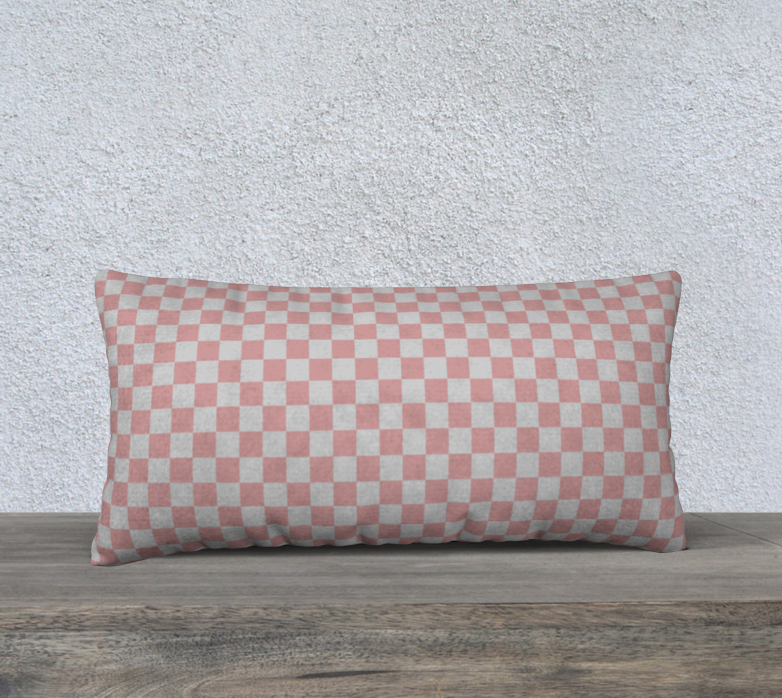 24" X 12" BUBBLEGUM & HARBOR CHECK PILLOW CASE preview #1
