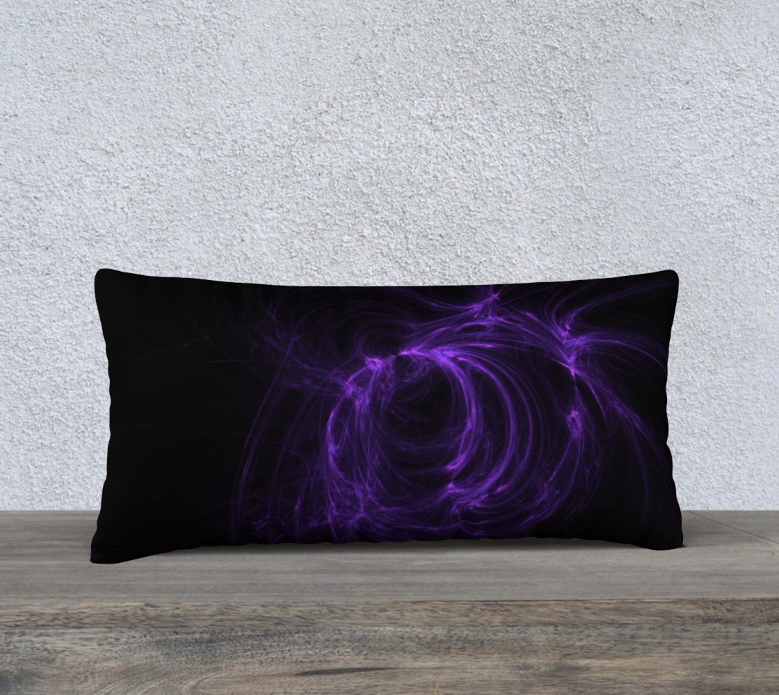 Purple Fractal on Black Pillow Case 24 x 12 preview #1