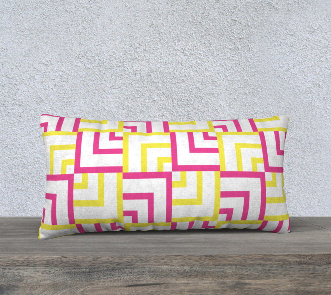 Pink and Yellow Squares 24x12 Pillow Case preview #1