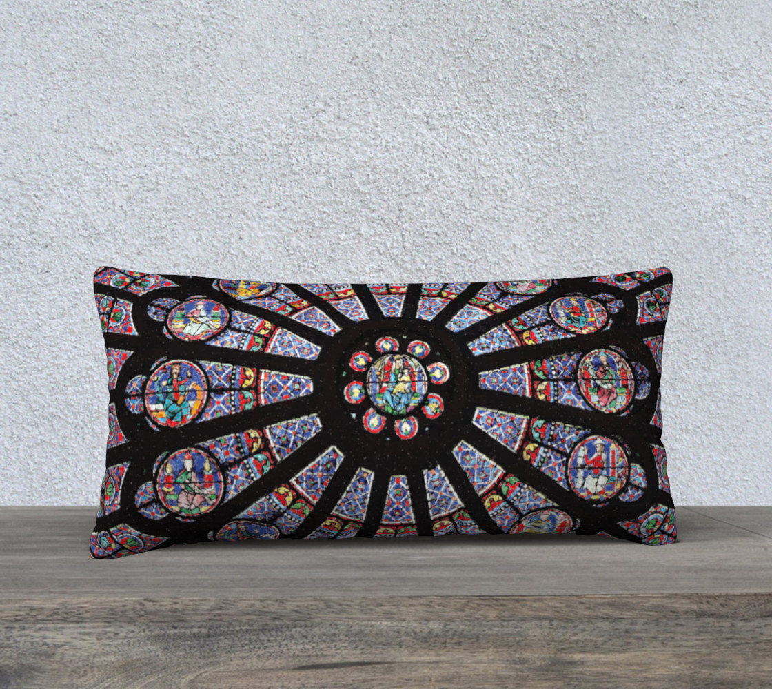 Rose South Window, Notre Dame Paris 24" x 12" Decorative Pillow Case preview #1