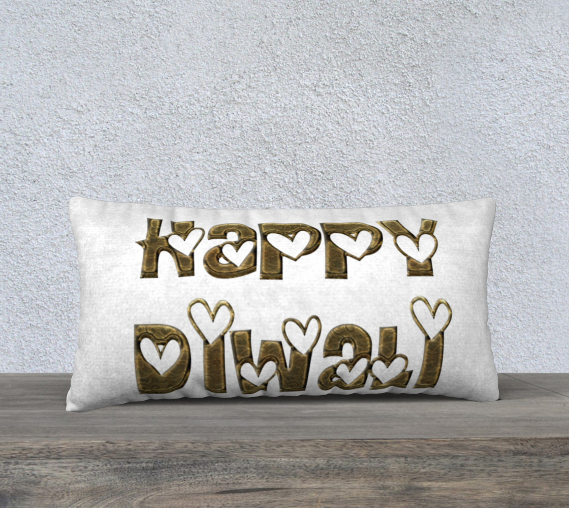 Festival of Lights Happy Diwali Greeting Typography Pillow thumbnail #2