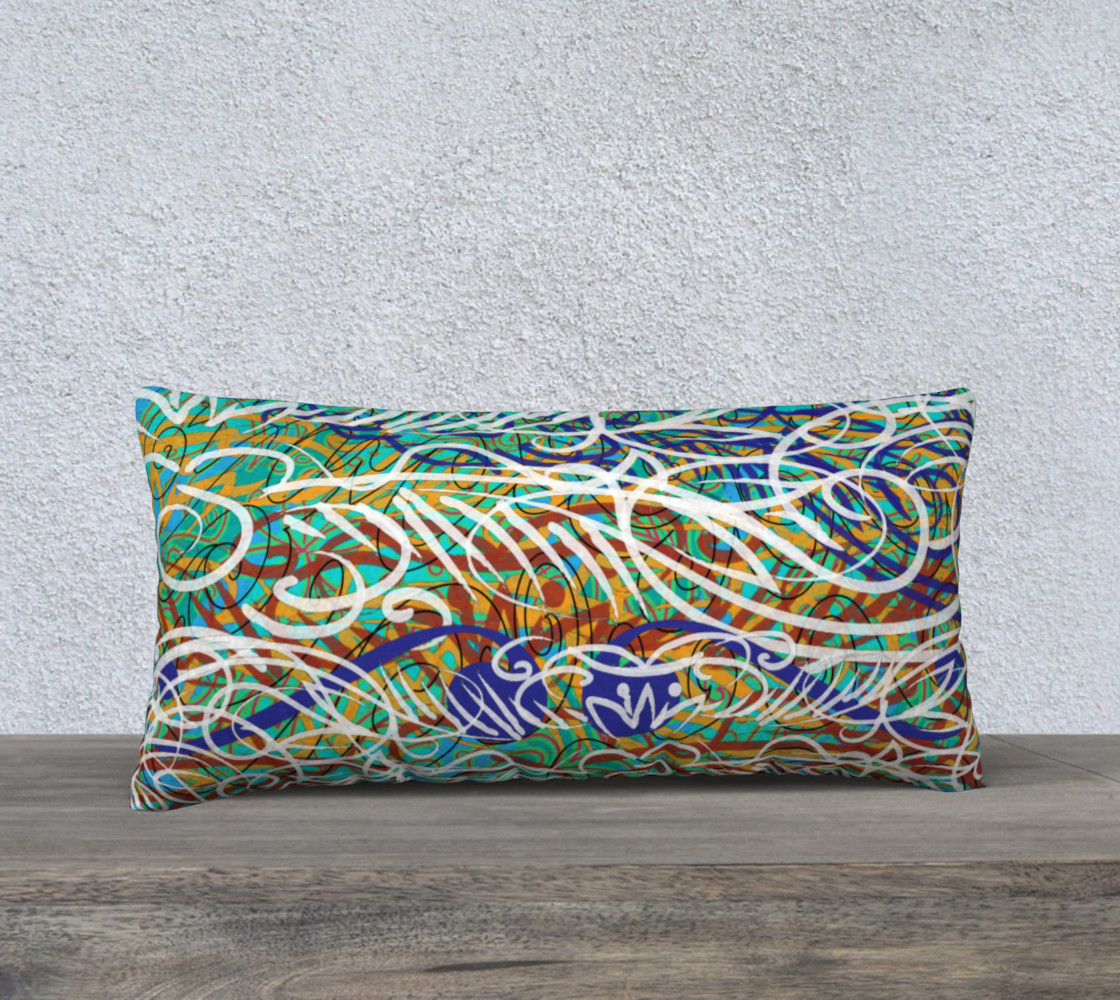 Painted 24 x 12 Aqua Pillow case only preview #1