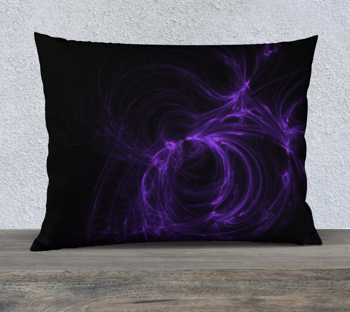 Purple Fractal on Black Pillow Case 26 x 20 preview #1