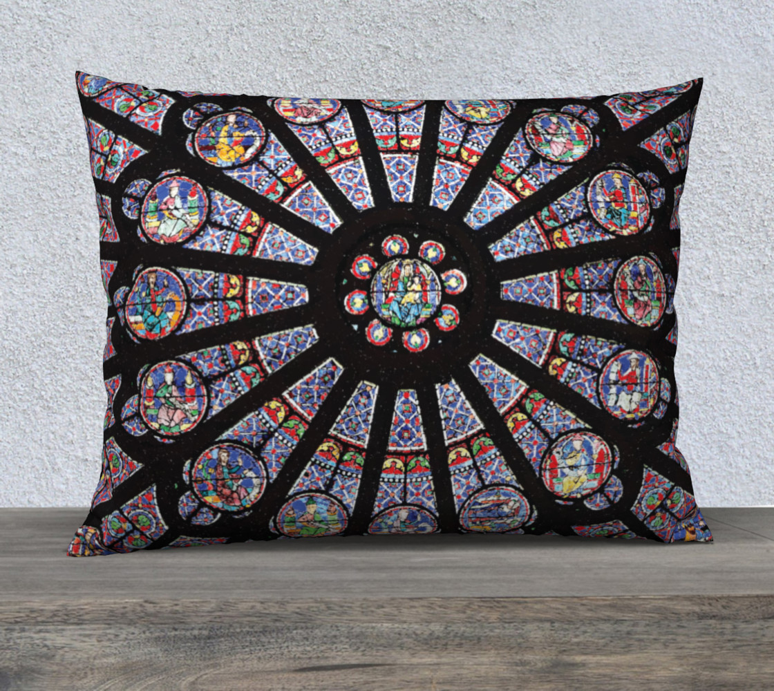 Rose South Window, Notre Dame Paris 26" x 20" Decorative Pillow Case preview #1
