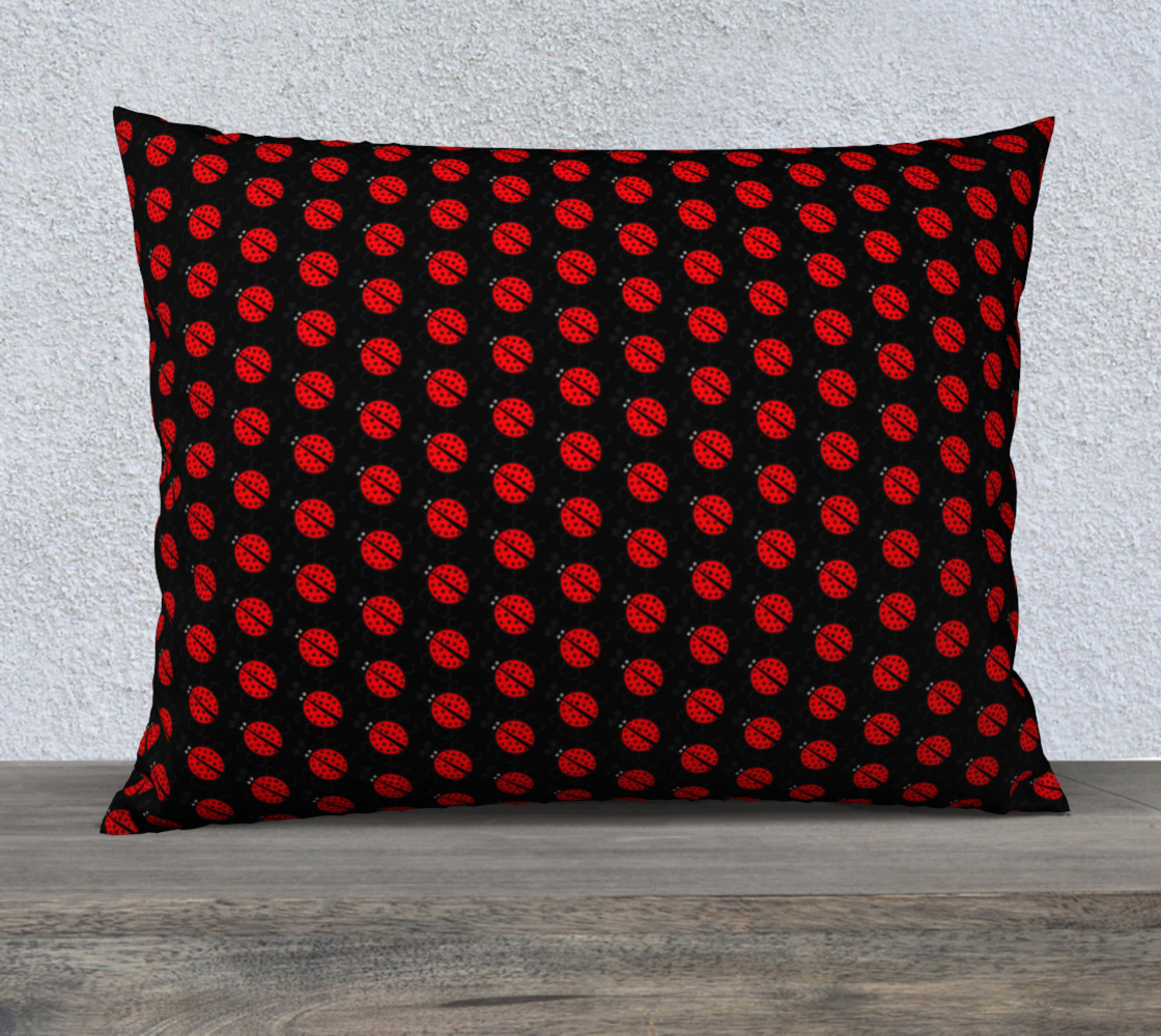 Ladybugs Pattern-Black Pillow Case preview #1
