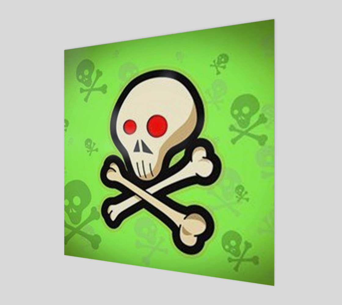 Cartoon Skull On Green Wall Art preview #1