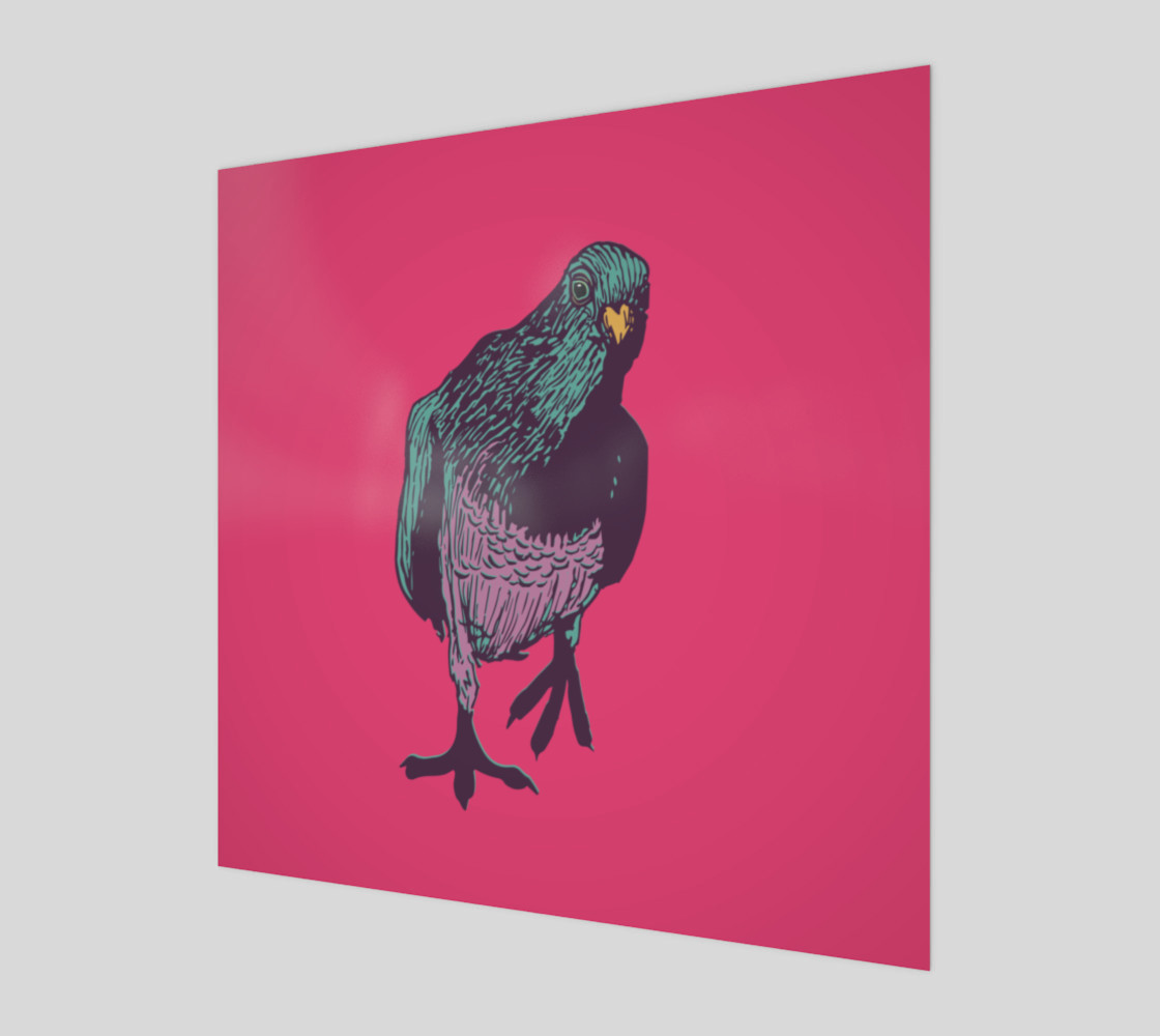 1:1 Art Print - Curious Pigeon in Bright preview #1