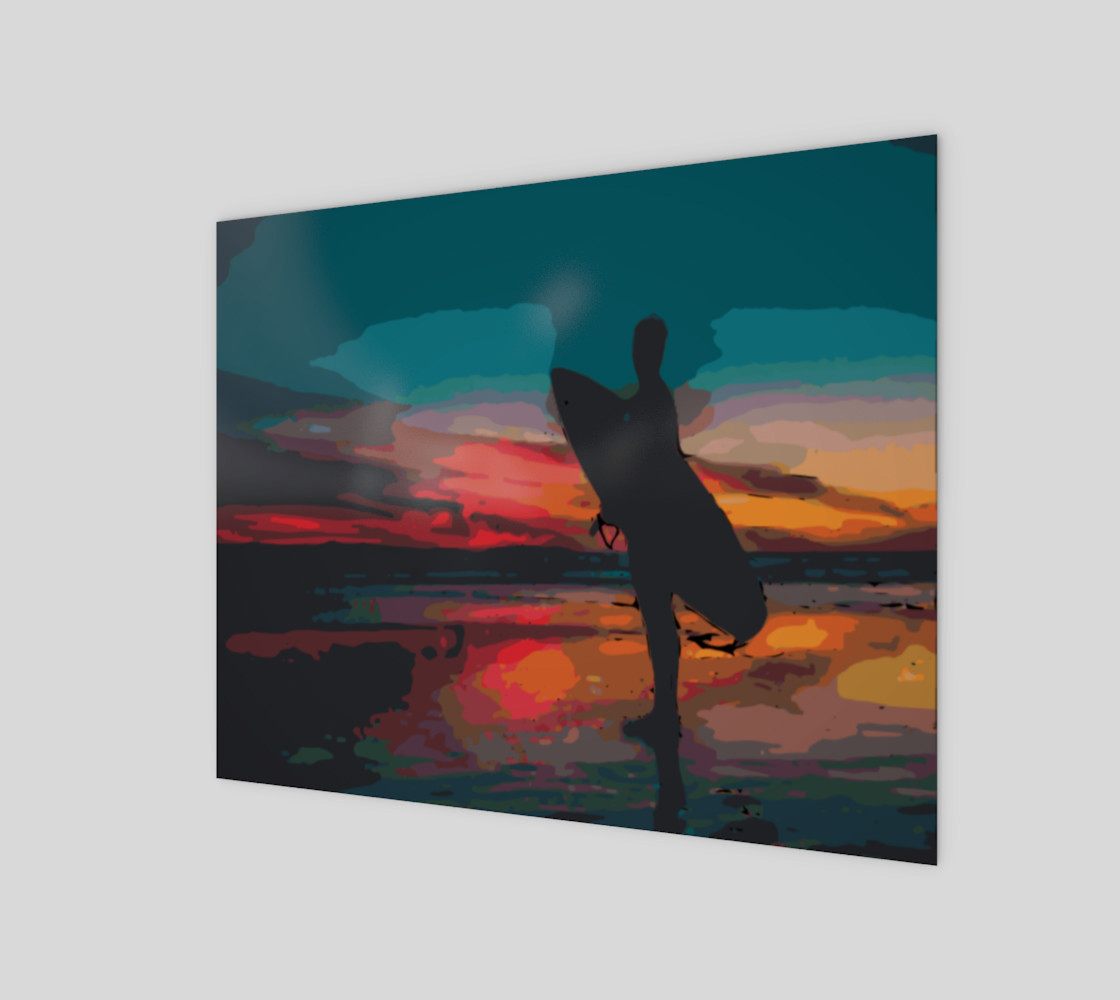 Beach Surfer Sunset Watercolor By Gypsea preview #1