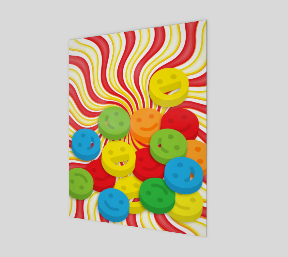Rainbow Candy Swirls and Smiley Face Emojis Wall Art preview #1