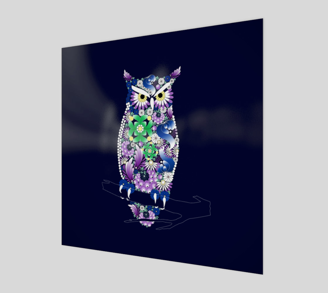 Owl. Illustration in Ukrainian traditional folk painting Petrykivka art . Petryakovka painting preview #1