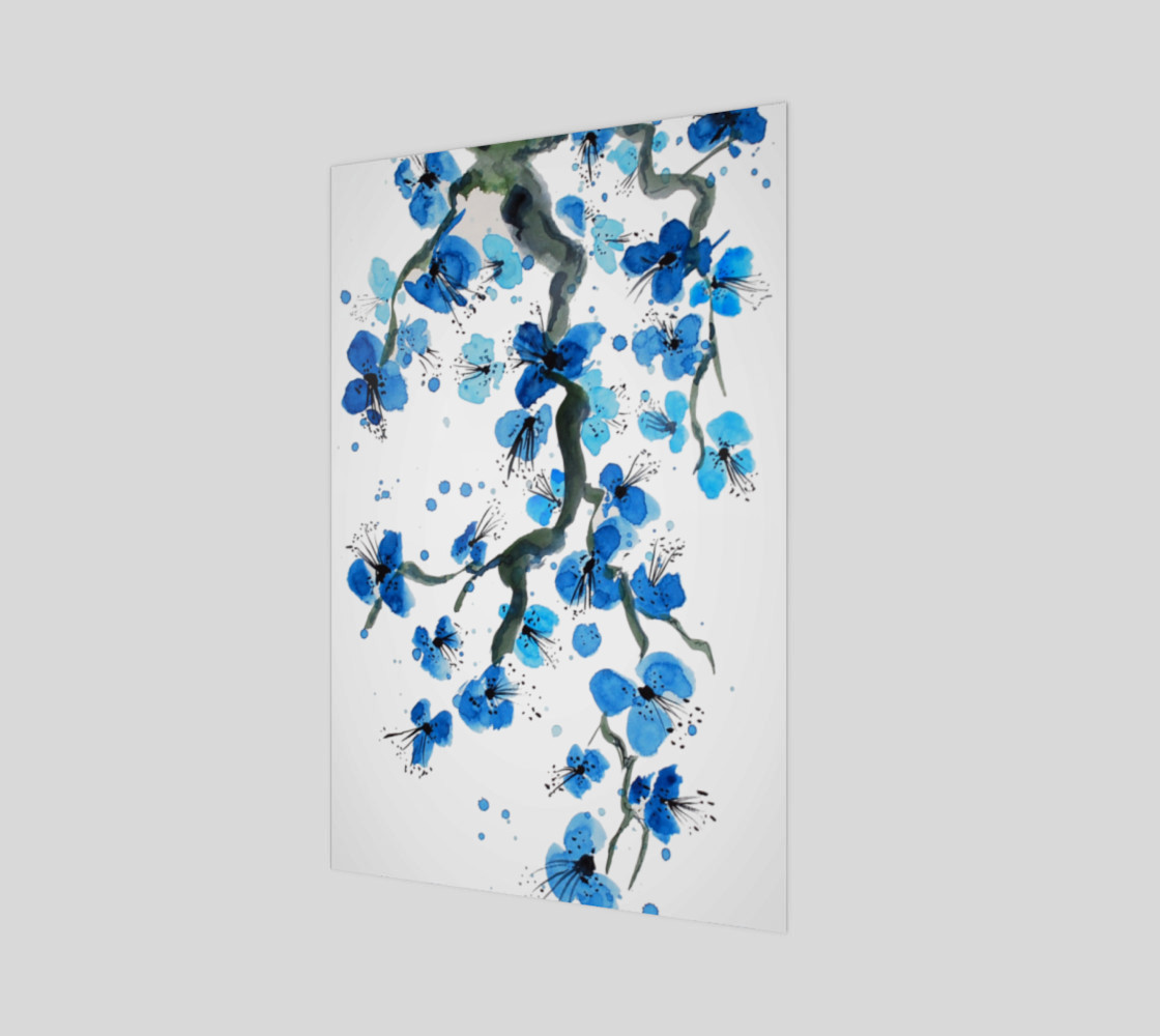 Blue Japanese Blossoms Art Print preview #1