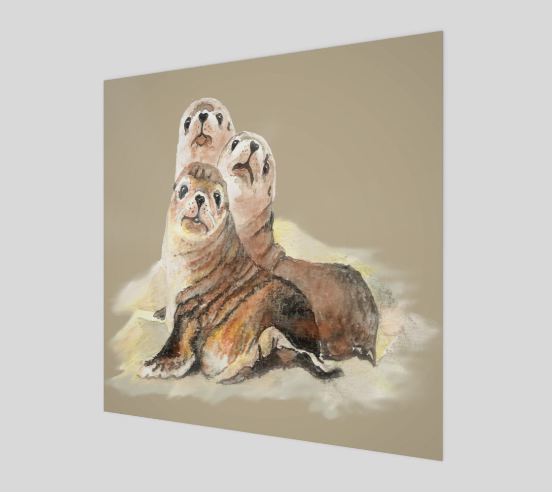 Cute Watercolor Seal Family Animal Art preview #1