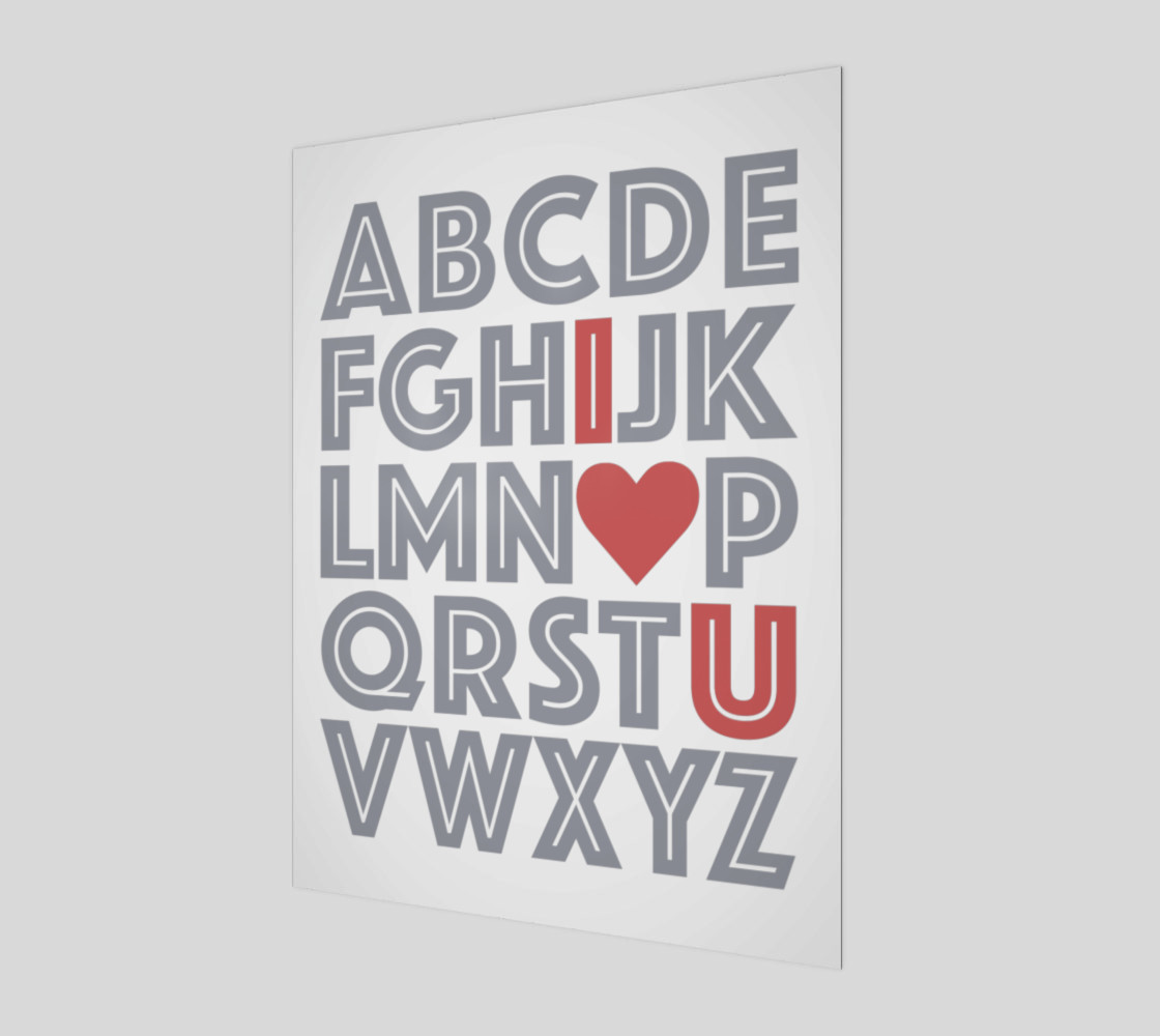 ABCs I Love You  Grey & Red Baby's Nursery Decor Gray 3D preview