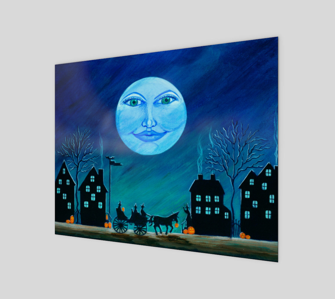Halloween moon face art print preview #1
