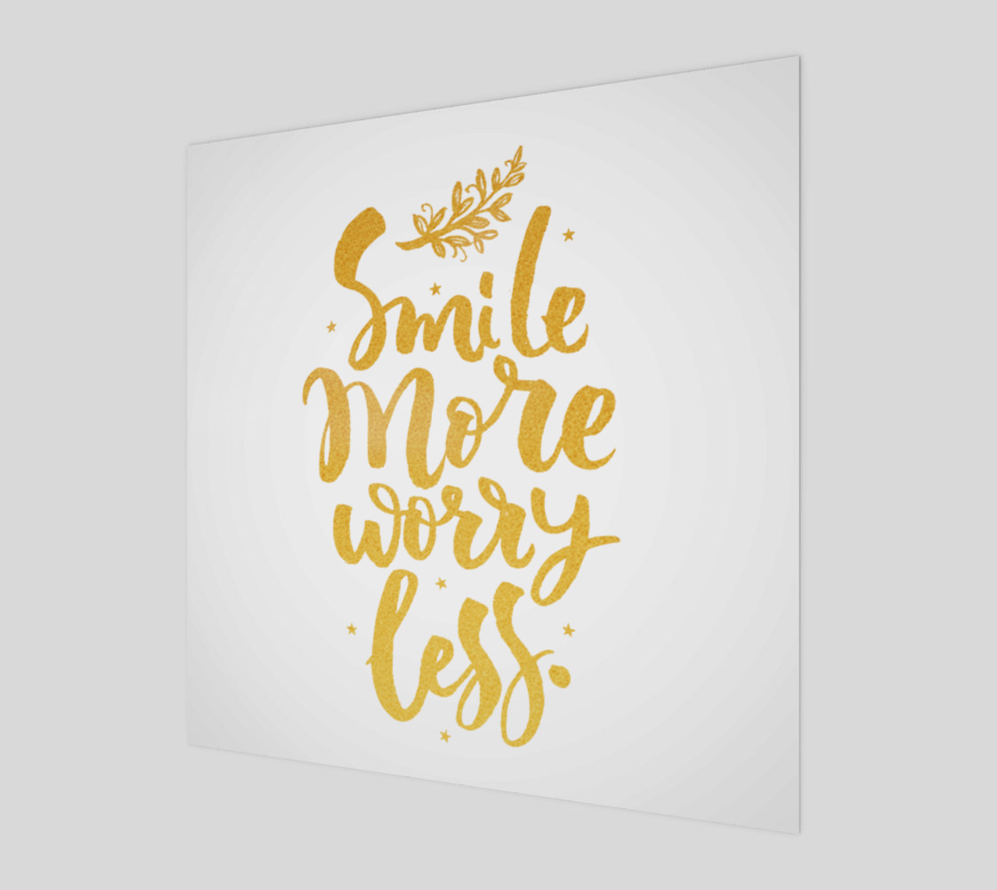 Smile More Worry Less Gold Typography preview #1