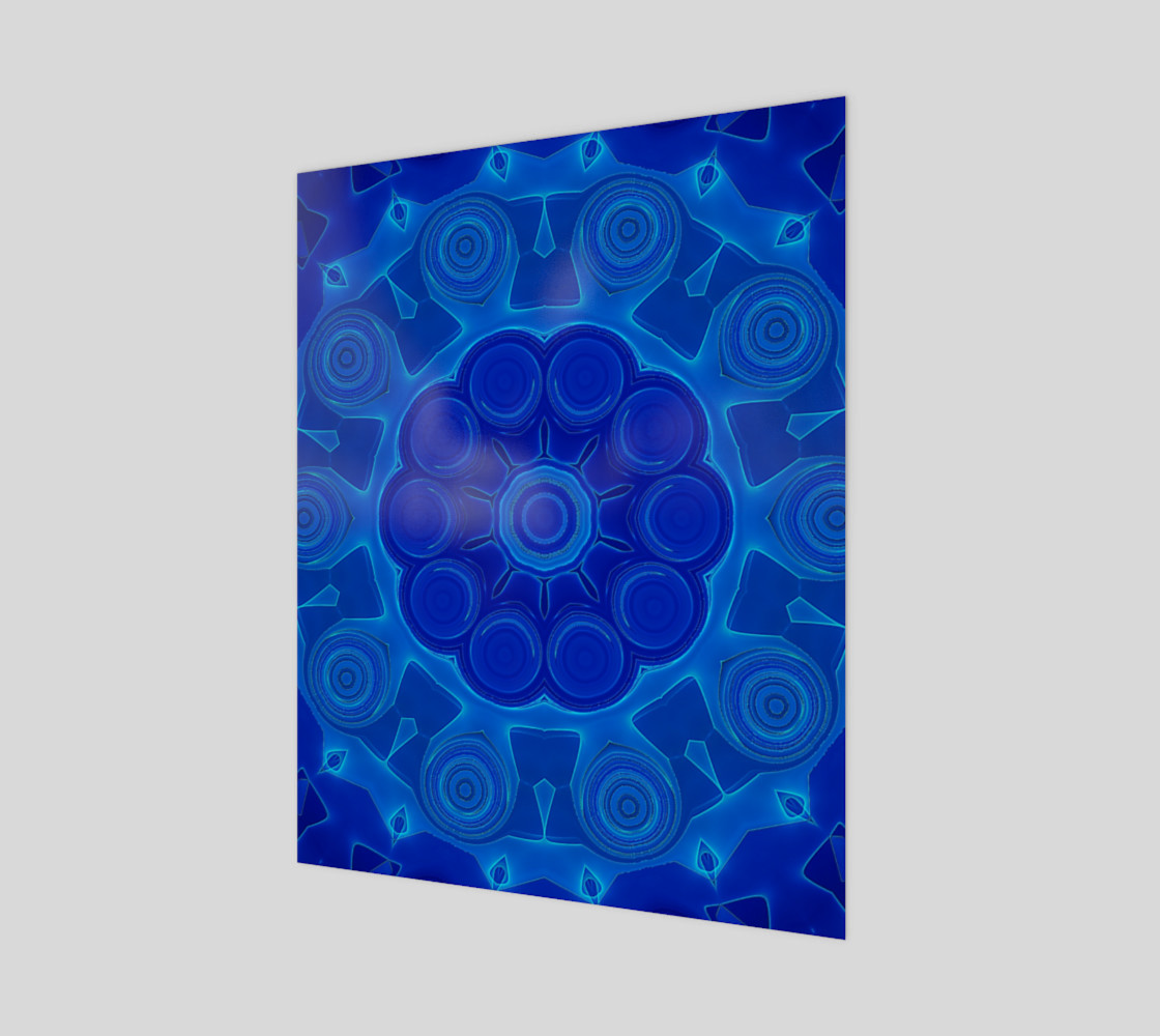 Blue Mandala Flower Art Wood Print preview #1