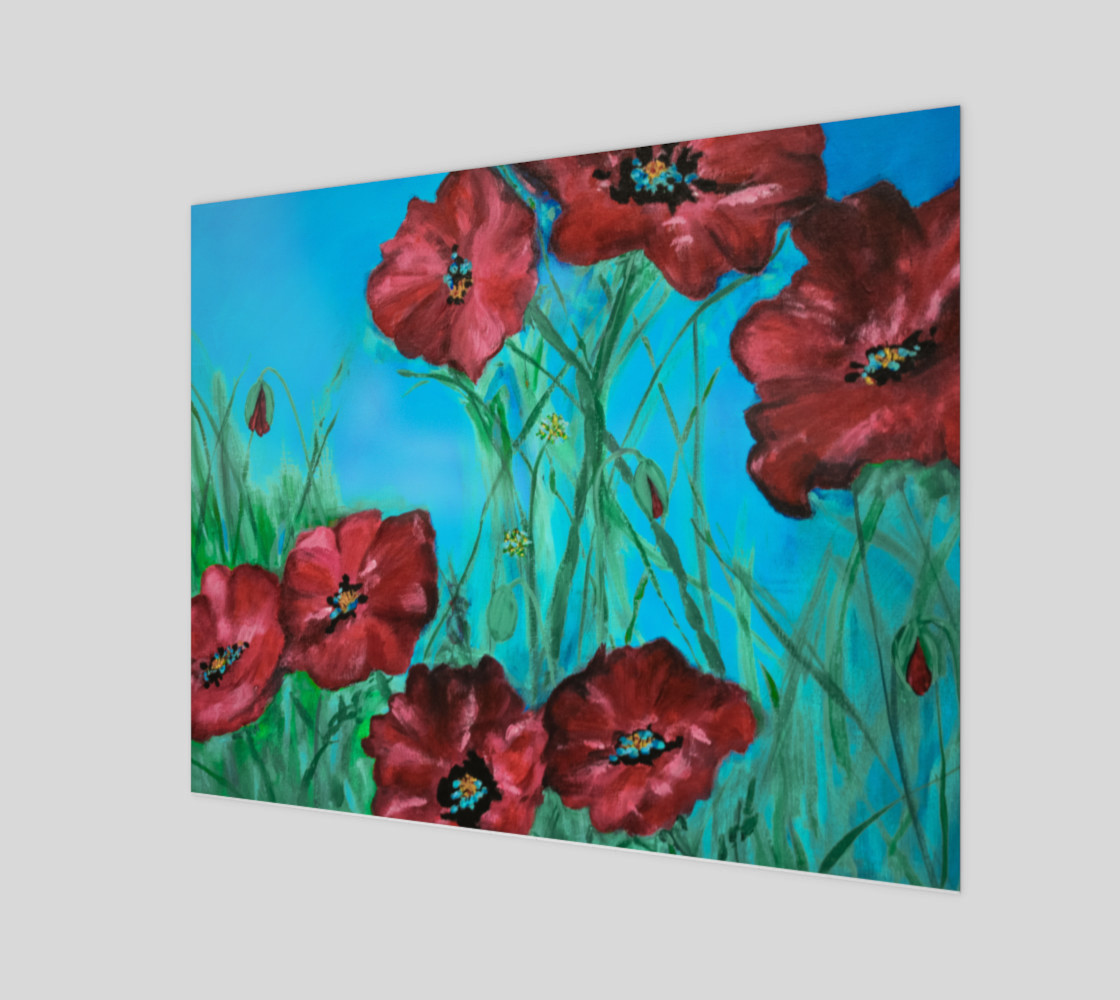 Big Red Floral Poppies 20 x 16 3D preview