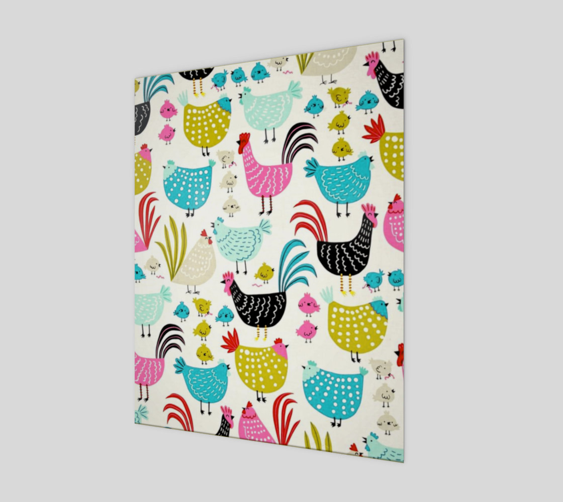 Colorful Fun Chicken & Rooster Print preview #1