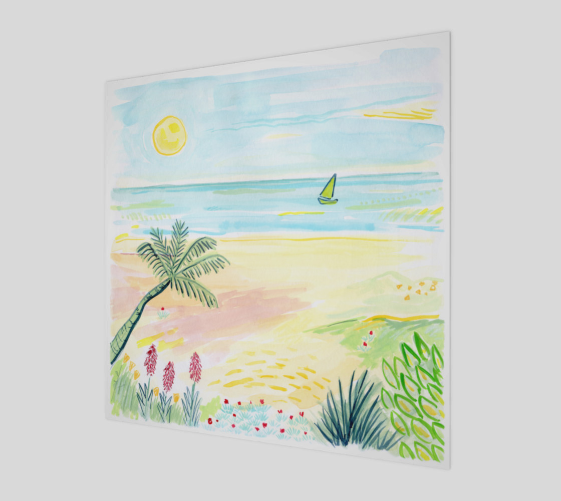 Beach Day Watercolor Fine Art Print preview #1