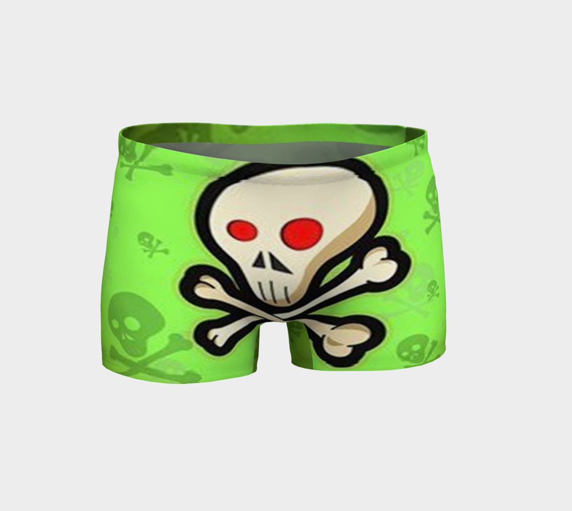 Cartoon Skull On Green Shorts preview #1