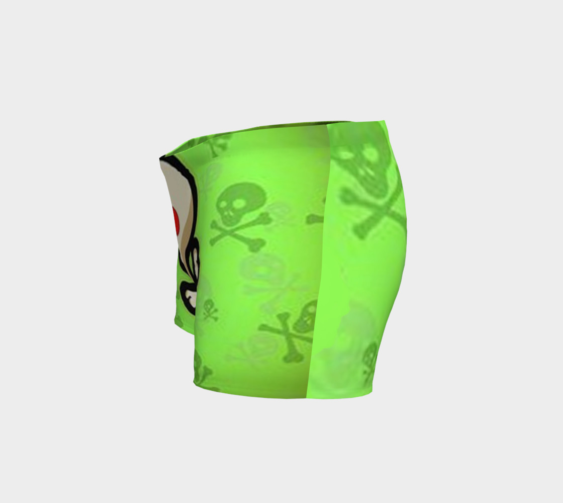 Cartoon Skull On Green Shorts preview #2