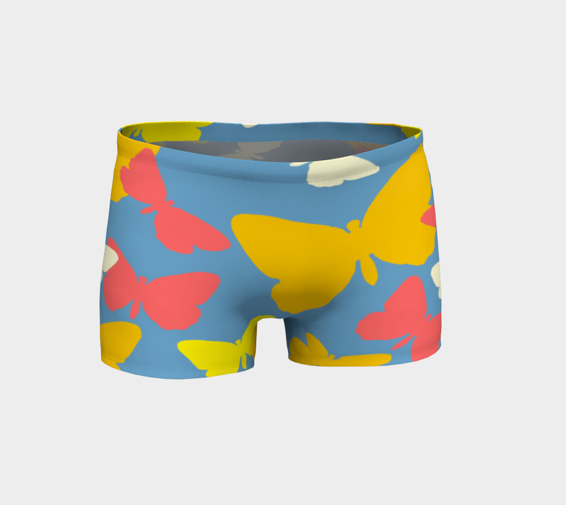 Yellow and Orange Butterflies on Blue Shorts preview #1