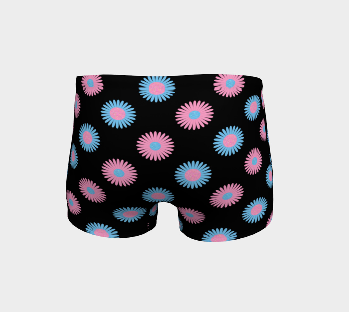 Pink and Blue Flowers Trans Pride Shorts (Black) preview #4