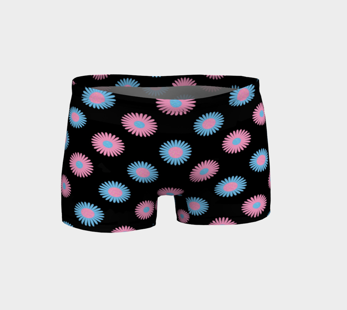 Pink and Blue Flowers Trans Pride Shorts (Black) preview #1