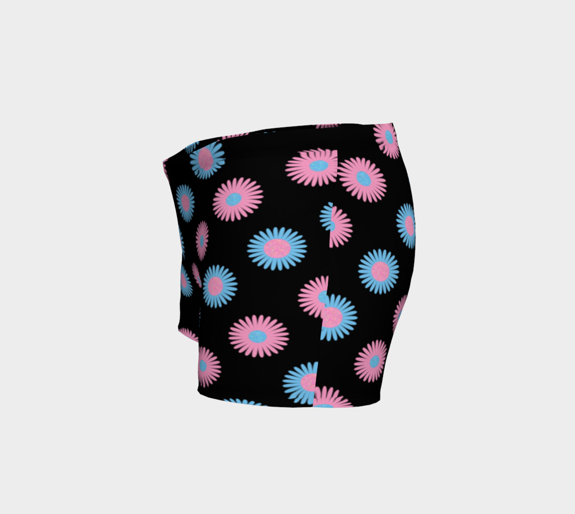 Pink and Blue Flowers Trans Pride Shorts (Black) preview #2