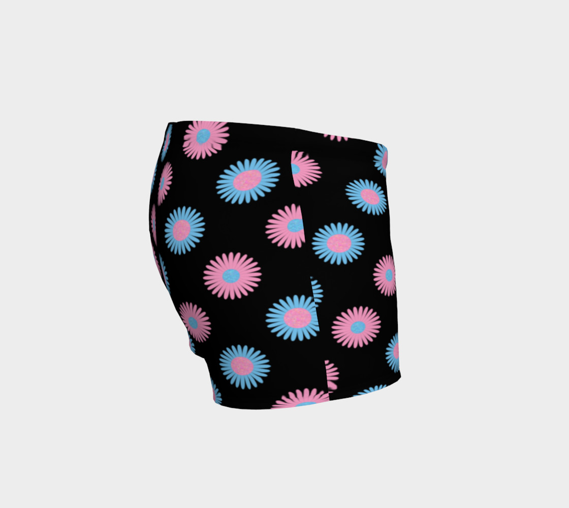 Pink and Blue Flowers Trans Pride Shorts (Black) preview #3