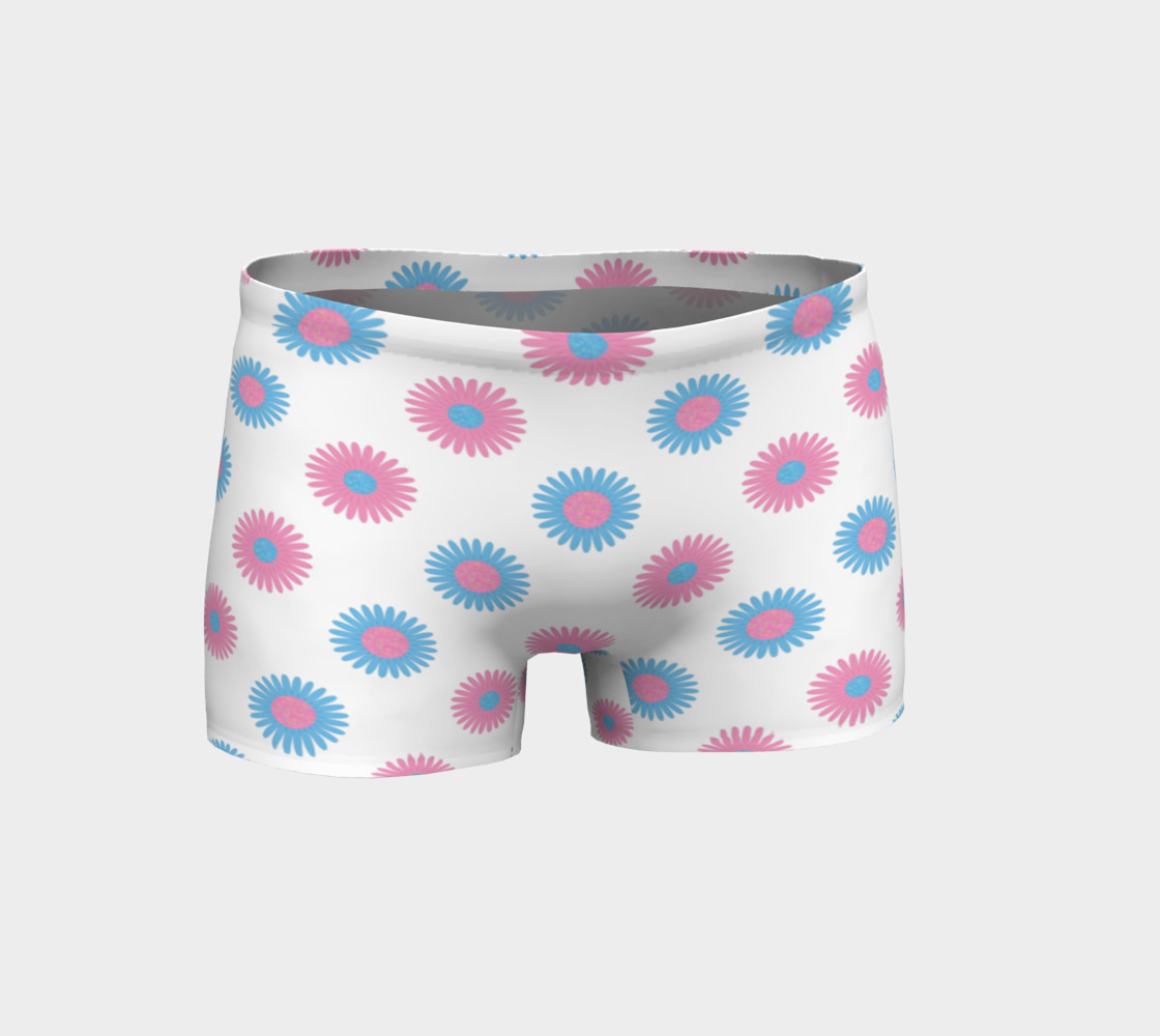 Pink and Blue Flowers Trans Pride Shorts (White) thumbnail #2