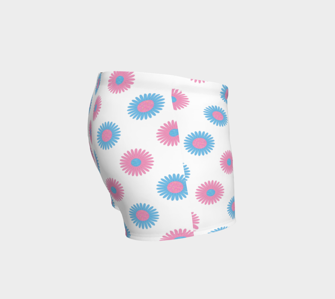 Pink and Blue Flowers Trans Pride Shorts (White) thumbnail #4