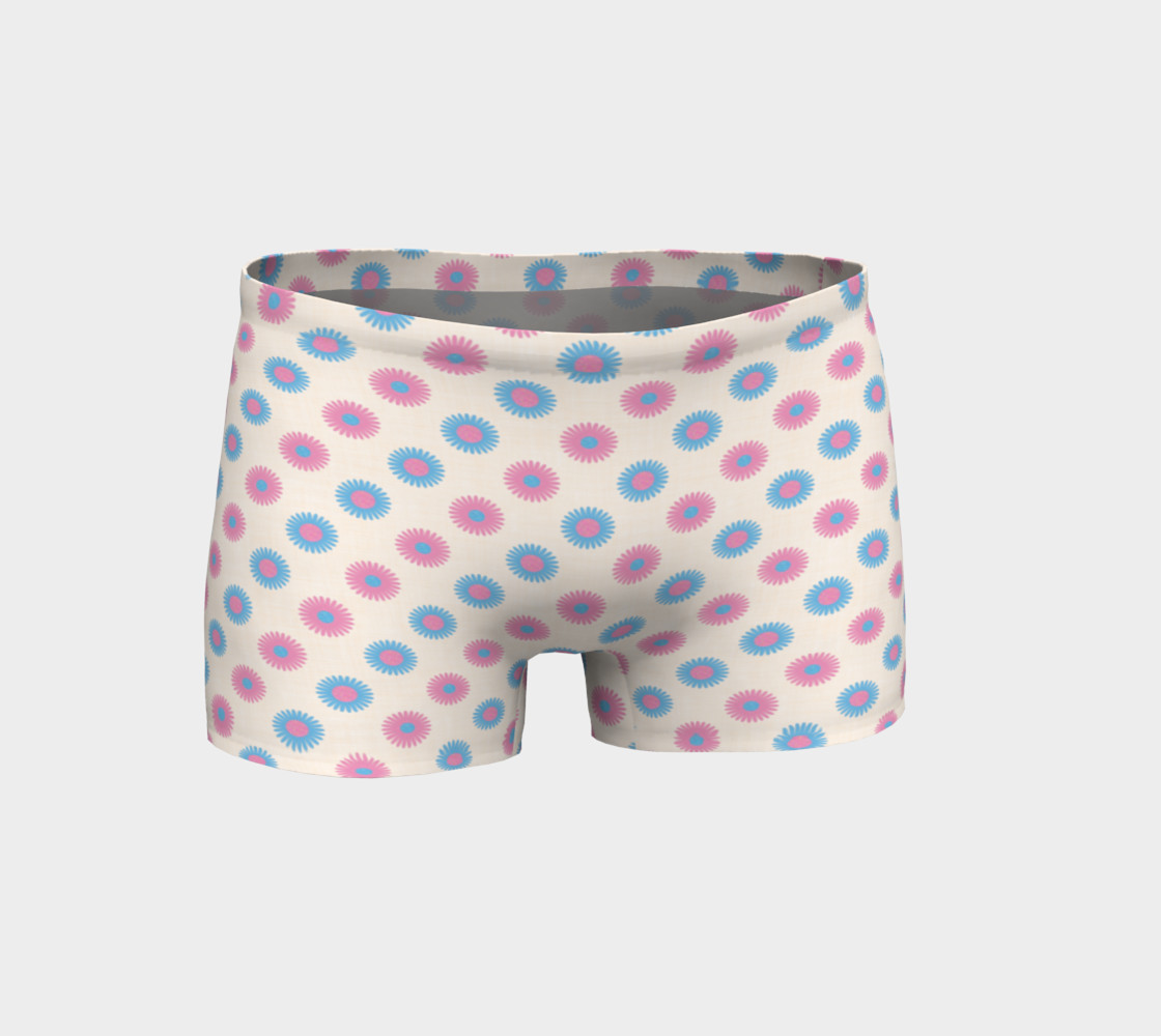 Pink and Blue Flowers Trans Pride Shorts (Cream) 3D preview